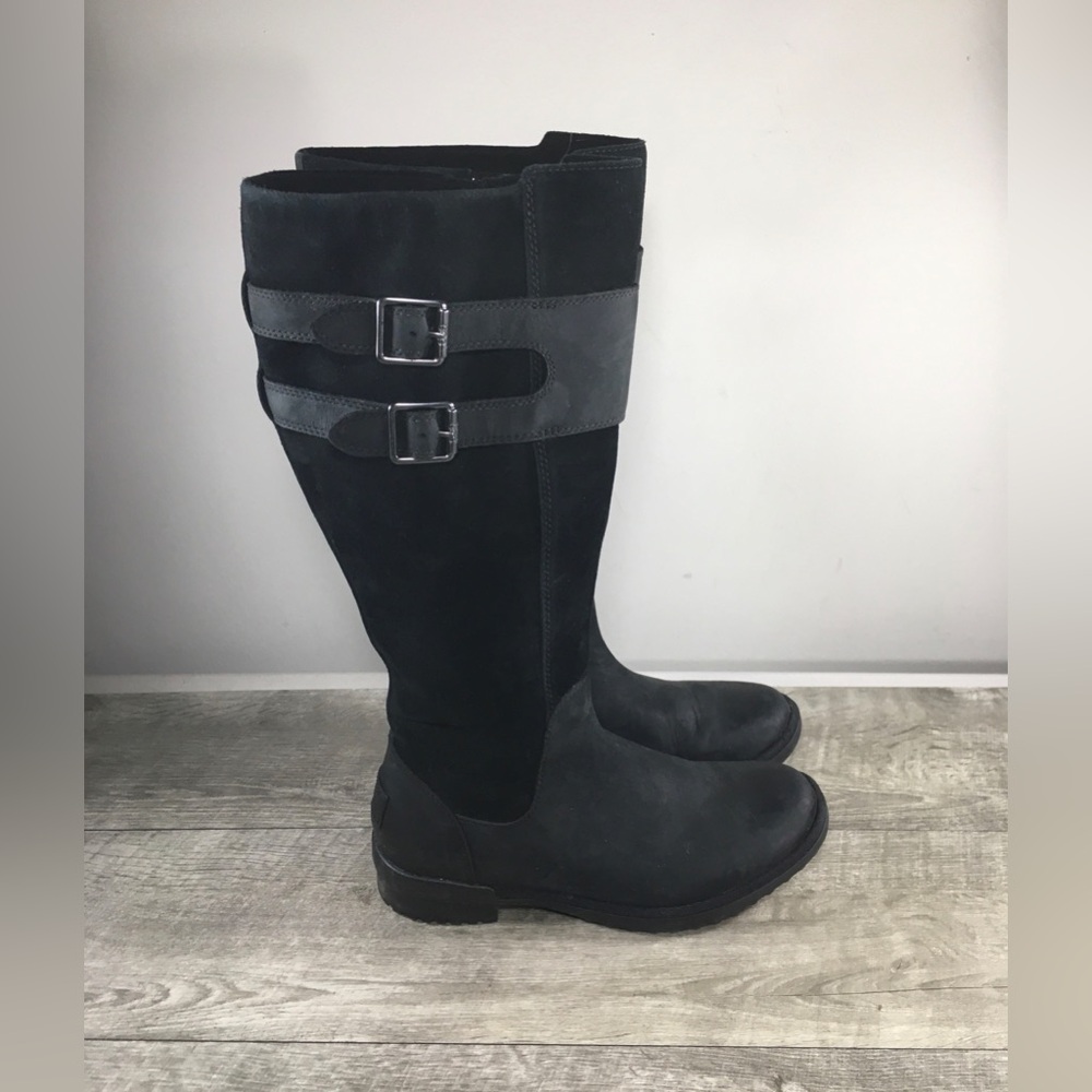 UGG Australia 1112315 Women's Zarina Tall Black Suede Waterproof Ring Boots 6.5
